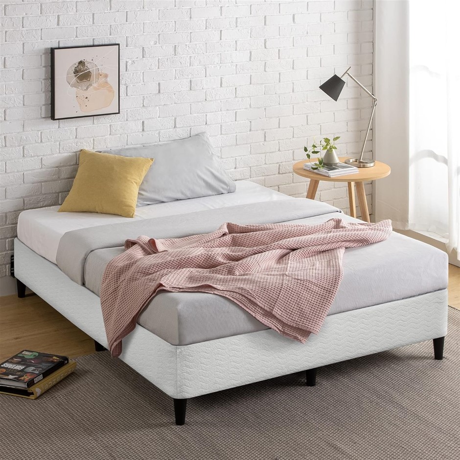 ZINUS Queen Bed Base Smart Ensemble Mattress Foundation White