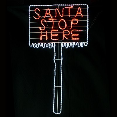 LED Santa Stop Here Xmas Rope Light: Whi