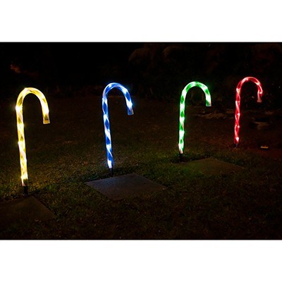 8 Solar LED Candy Canes Christmas Lights