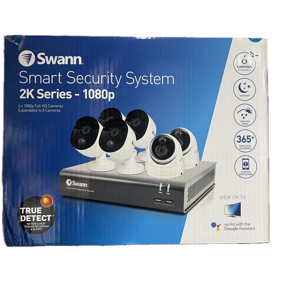 SWANN 2K Series 8Channel 6Camera 1080p Smart Security System, 1TB DVR