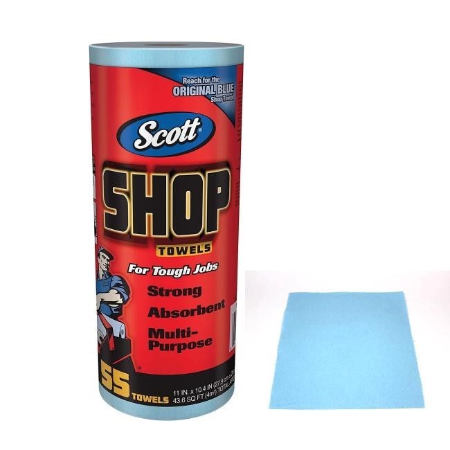 8 x SCOTT SHOP Towel Roll, 55 Sheets Per Roll, Blue.