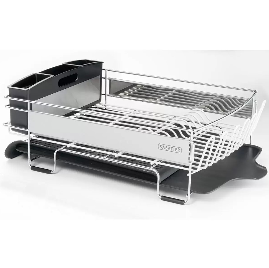 SABATIER Expandable Dish Rack with Stemware Rack, Stainless Steel. NB: Mino