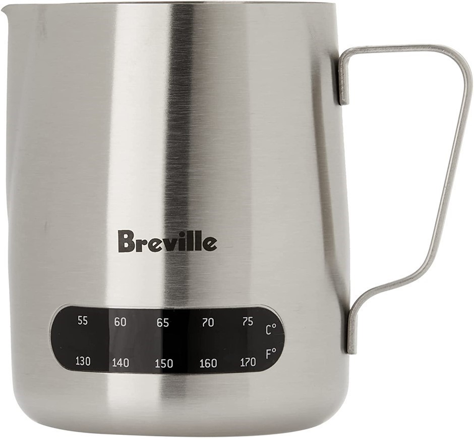 BREVILLE The Temp Control Milk Jug, 480ml Capacity, Silver (BES003).