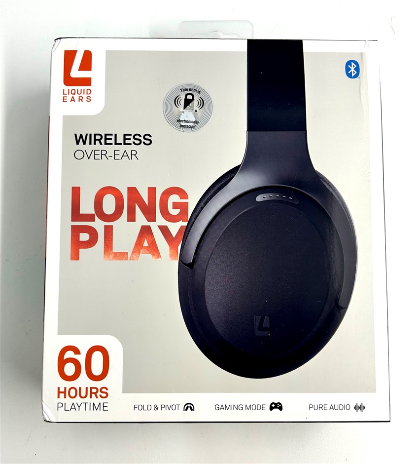 Liquid Ears Wireless OverEar Long Play Bluetooth Headphones Auction (01782558004) Grays