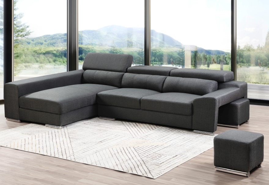 Illyria Lounge with Chaise and Ottomans - Dark Grey Auction (0002 ...