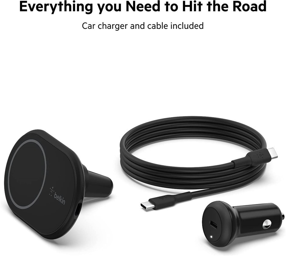 BELKIN BoostCharge Wireless Charging Magnetic Phone Mount Holder with Car C