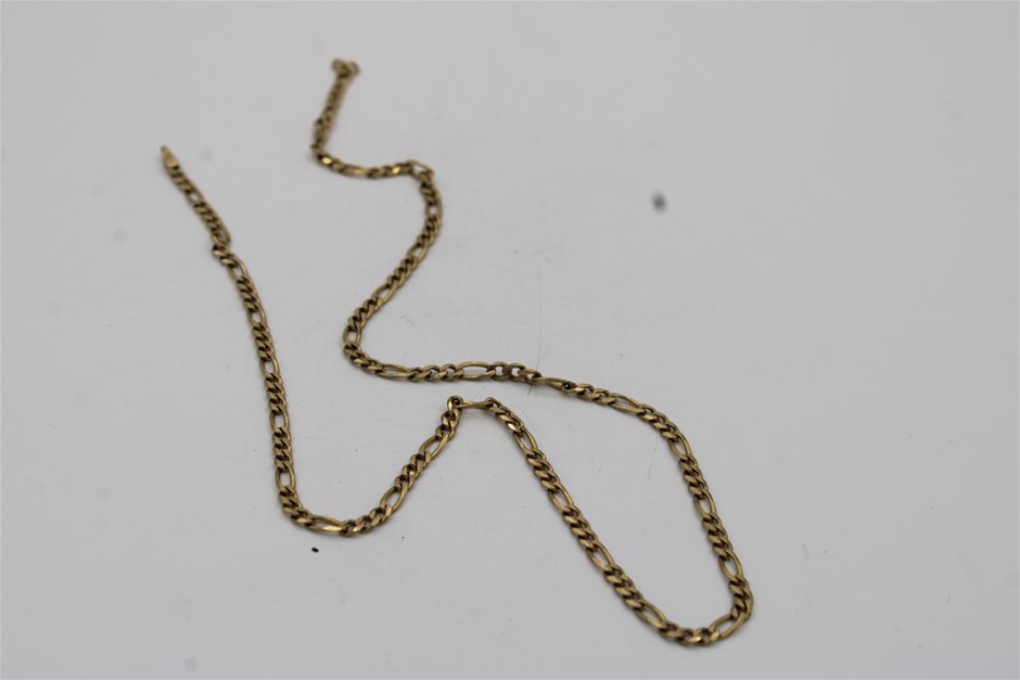 Bevilles 9kt Yellow Gold Bonded Figaro 1/3 Chain Necklace 50cm main image 1