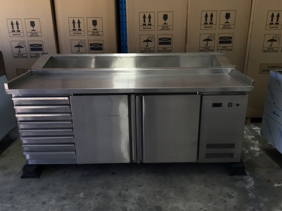 Ex-display Custom Made 2-Door Refrigerated Extra Deep Pizza Prep Fridge ...
