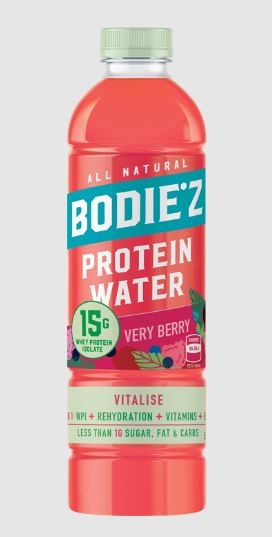 33 x BODIEZ Vitalise Protein Water, Very Berry, 500ml, 15g Protein ...