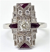 18 Carat White Gold Diamond And Ruby Ring With $7k Valuation