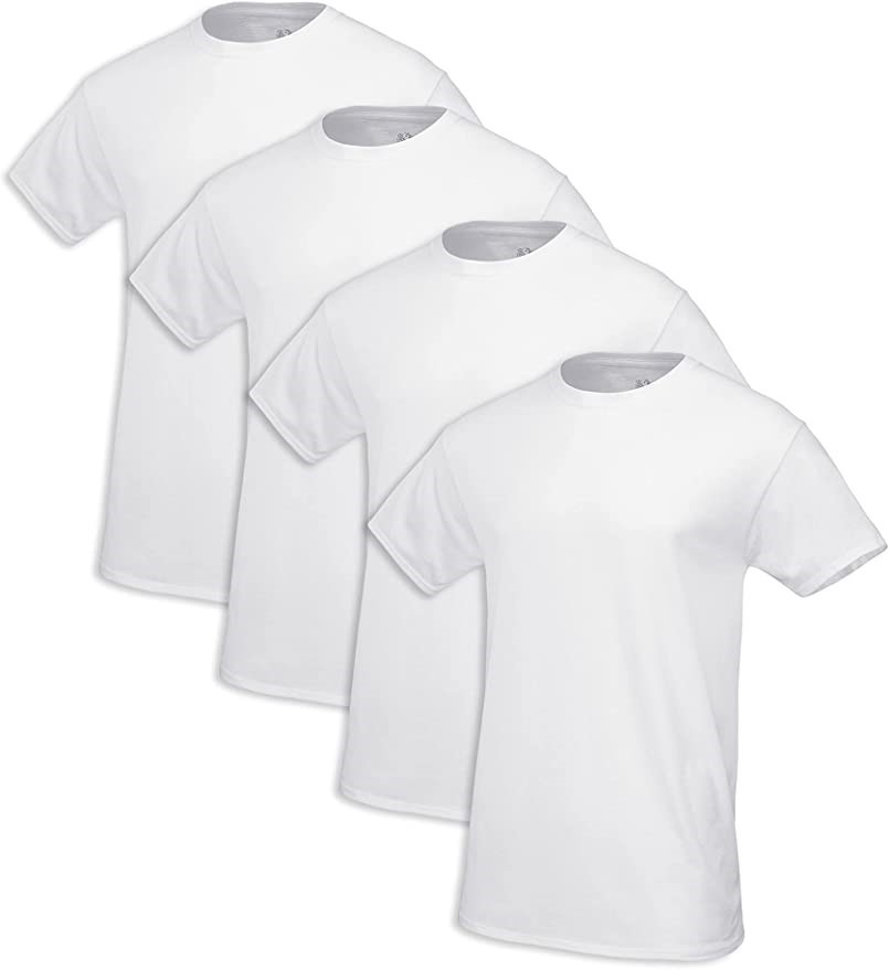 FRUIT OF THE LOOM Men's 4pk Premium Crew T-Shirts, Size S, Cotton, White.