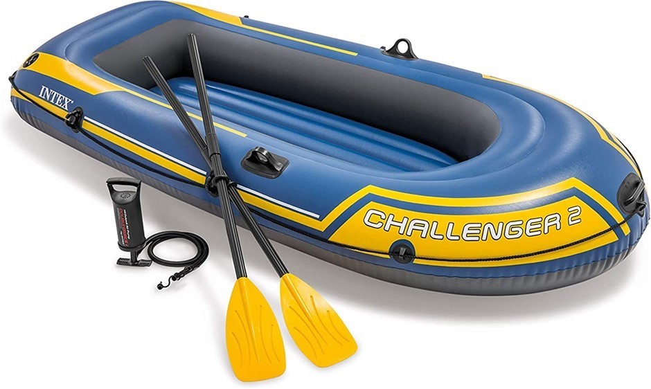 INTEX 2-Person Challenger Inflatable Boat Set, Includes Deluxe 48in Boat Oa