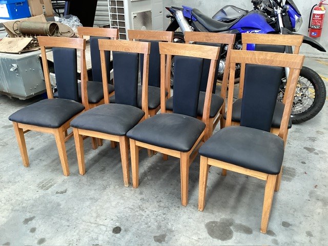 Set Of 8 Timber Frame Dining Chairs