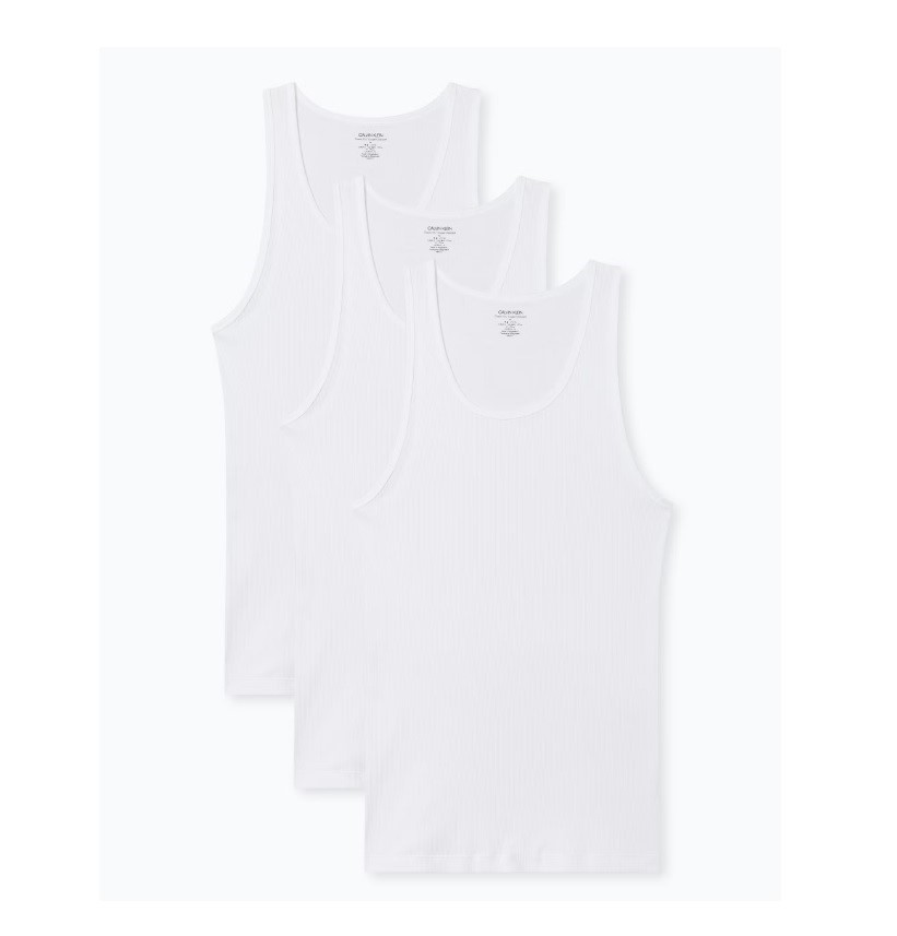 CALVIN KLEIN Men's 3pk Tank, Size XL, 100% Cotton, White. Buyers Note - Di
