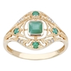 Elegant 18K Yellow Gold plated Emerald Simulants Ring size 10