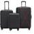 TOSCA London Luggage 2 Piece Hardside Luggage Set, Black, Medium: 64cm, Sma