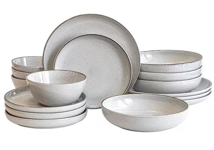 OVERANDBACK Options 16pc Dinnerware Set, Grey. NB: 1 x pc missing.