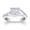 Elegant 18K White Gold plated Design Simulated Diamond and White Cz Ring