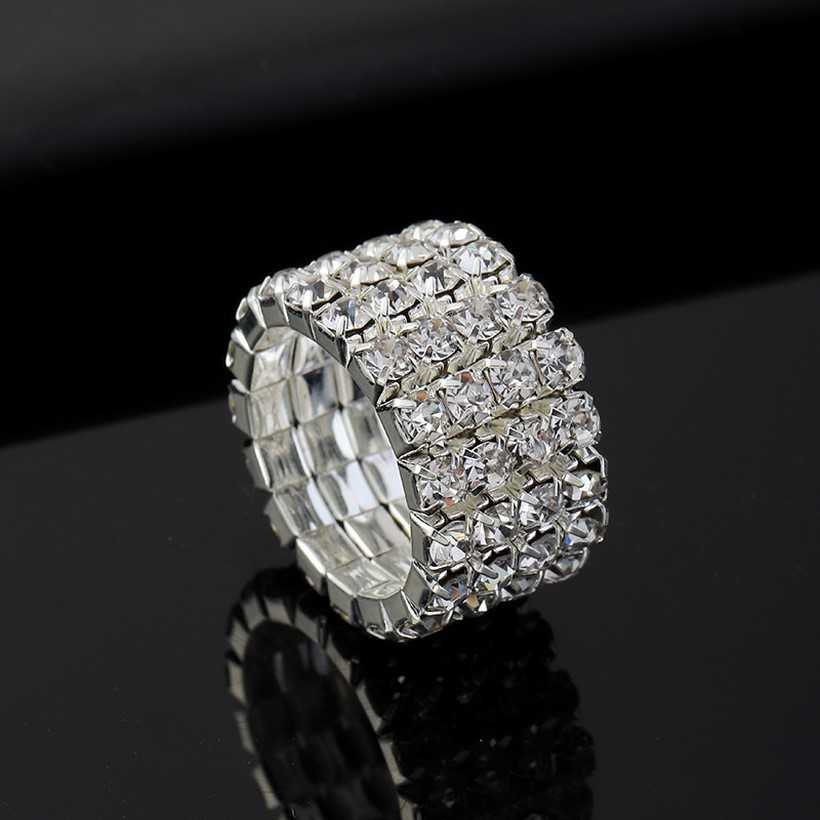 Luxury 18K White Gold Plated Imitation Simulated Diamond Ring One Size