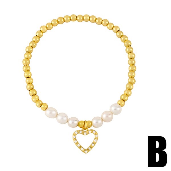 Elegant 18K Yellow Gold Plated Heart Rhinestone Bracelet
