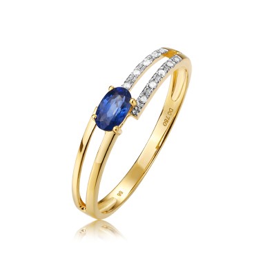 9ct Yellow Gold  Sapphire& Diamond Dress Ring