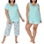 CAROLE HOCHMAN Women's 4pc Pyjama Set, Size M, Cotton, Navy & Light Blue.