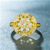 Elegant 18K Yellow Gold plated Diamonds Simulants Ring size 7