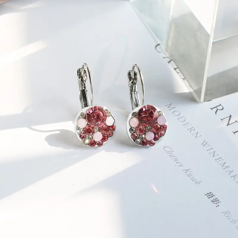 Elegant 18K White Gold plated Simulants Ruby and pink CZ earring
