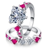 Elegant 18K White  Gold   plated   Design Diamonds Simulants & pink Cz