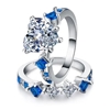 Elegant 18K White   Gold  plated  Diamonds Simulants  & Sapphire