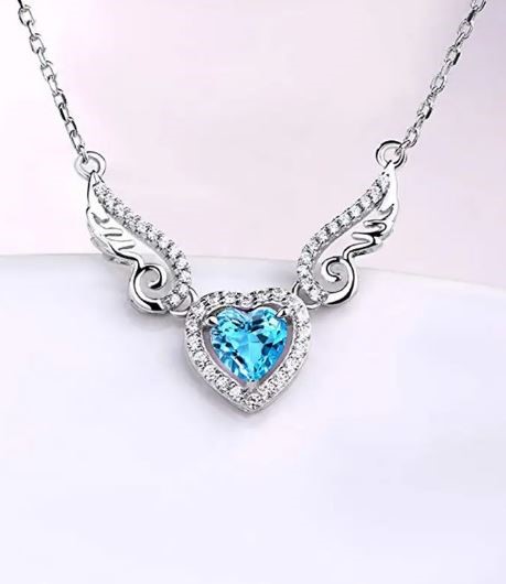 Elegant 18K White   Gold plated   Topaz  Simulants angel wings  White