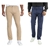 2 x JACHS Men's Straight Stretch Twill Pants, Size 32, 98% Cotton, Light Na