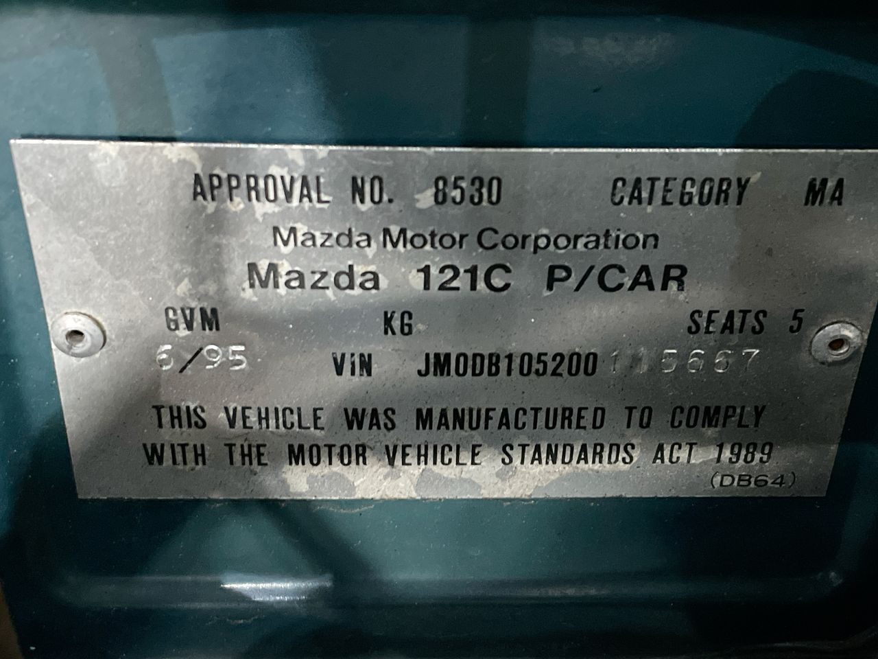 1995 Mazda 121 1.5 DB Automatic Sedan Auction (0001-10342134