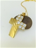 Elegant 18k Yellow Gold plated Cross CZ Pendant Necklace