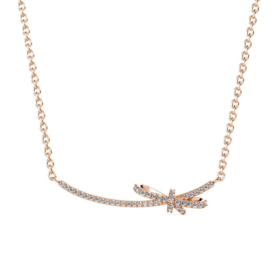 Elegant 18K Rose Gold plated Diamonds Simulants Necklace