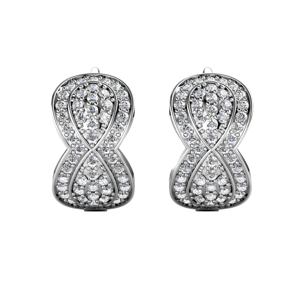 Elegant 18K White Gold plated Diamonds Simulants earrings