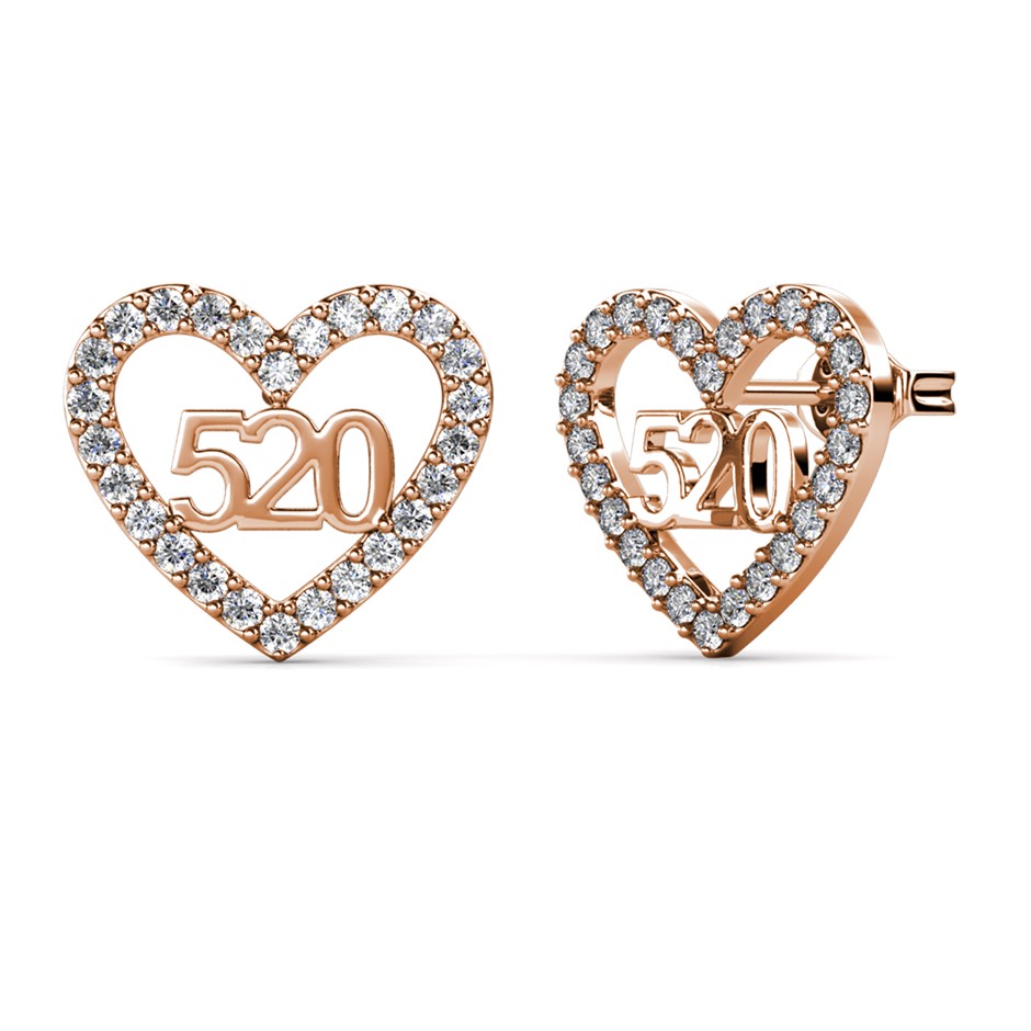 Elegant 18K Rose Gold plated Diamonds Simulants earrings