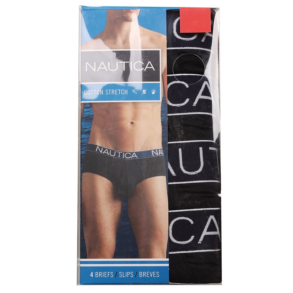 2 x NAUTICA Men's 4pk Cotton Stretch Briefs, Size S (28-30), 95% Cotton, Bl