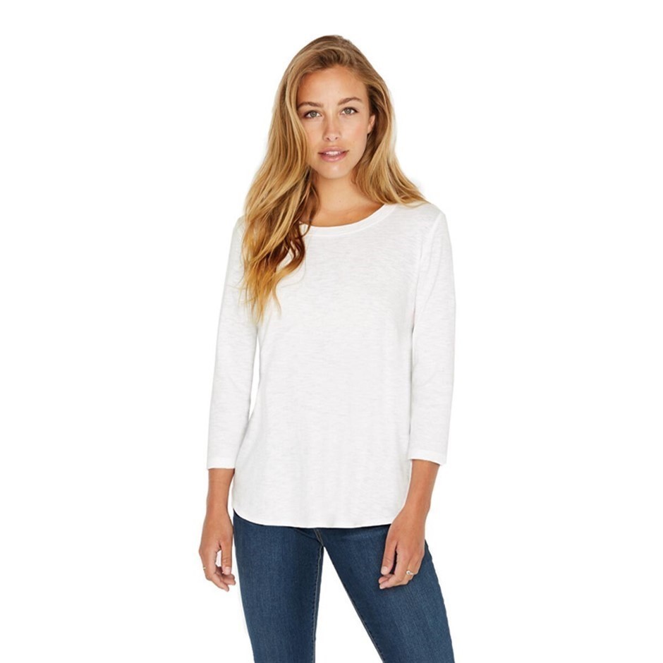 4 x SIGNATURE Women's 3/4 Sleeve Slub Tee, Size S, 100% Cotton, Grey. Buye