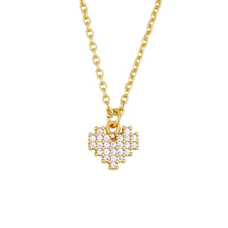 Elegant 18K Yellow Gold Plated Heart & White CZ Necklace