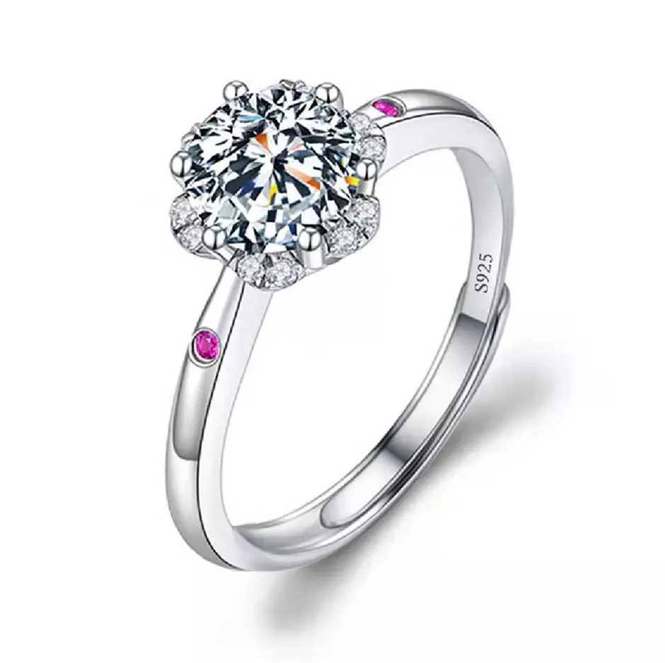 Elegant 18k White Gold Plated 1.00 Carat Round Simulated Diamond Ring