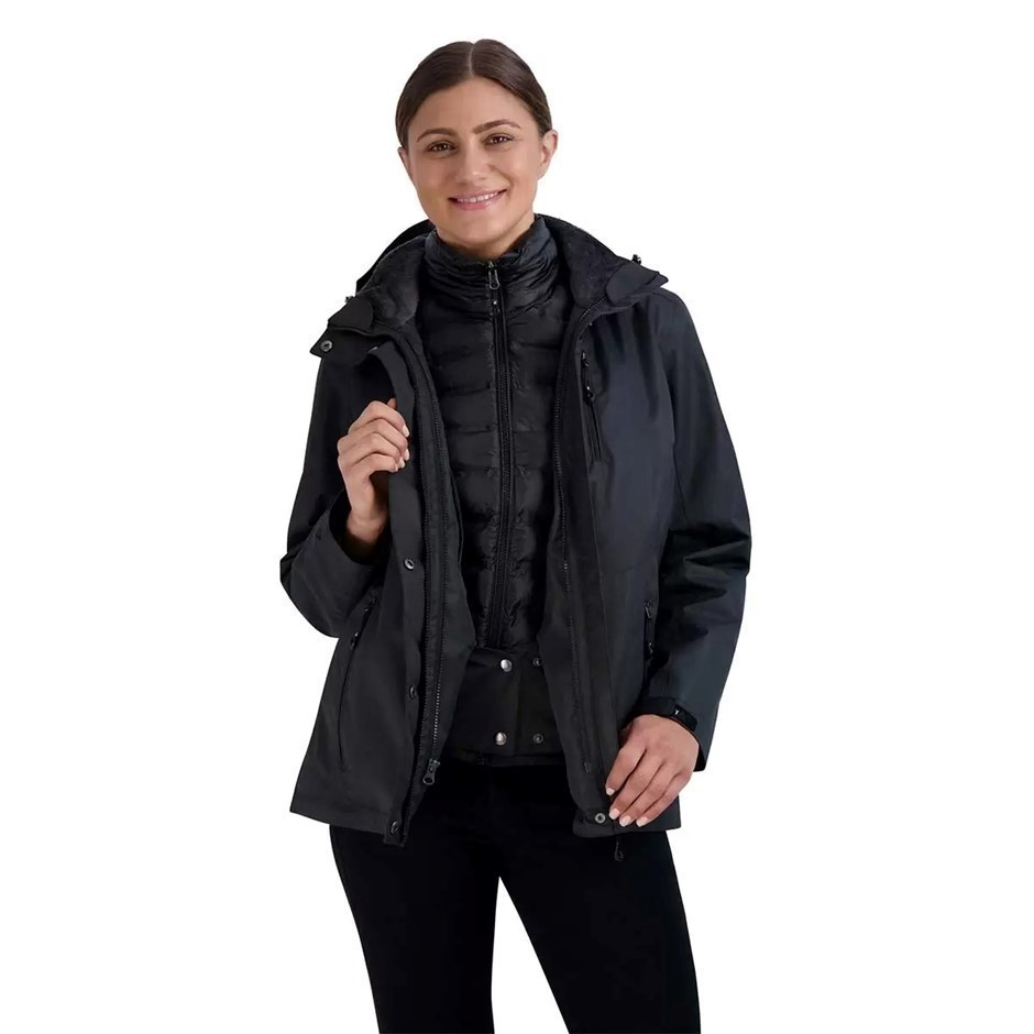 GERRY Women's 3-In-1 Vest Systems Jacket, Size XL, 100% Polyester, Black.