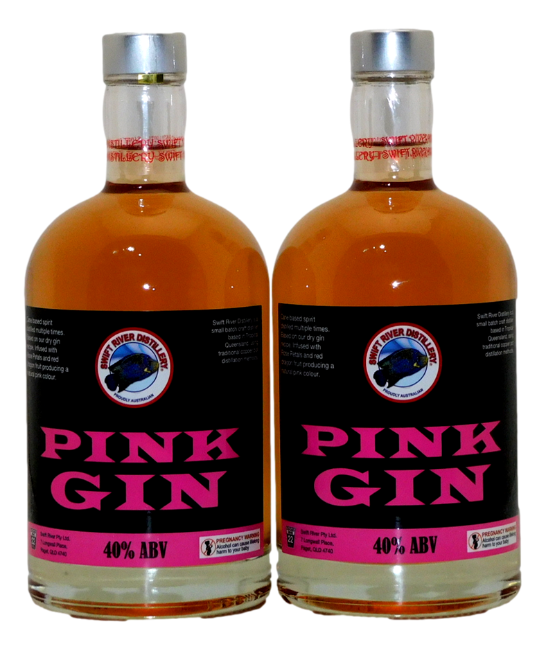 Swift River Distillery Pink Gin 40% (2x 700mL), QLD
