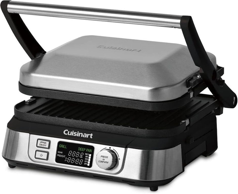 CUISINART Griddler and Deep Pan 5-in-1 Grill, Silver, 46604.