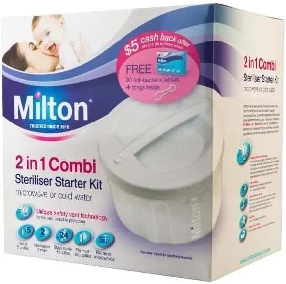 MILTON 2 N 1 Sterilisation Starter Kit. NB: Slightly damaged box.