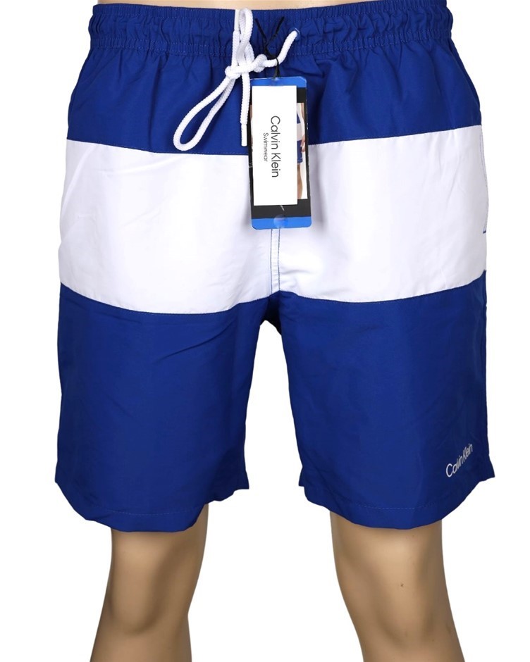 CALVIN KLEIN Men's Colorblocked 7" Swim Shorts, Size S, 100% Polyester, Sur