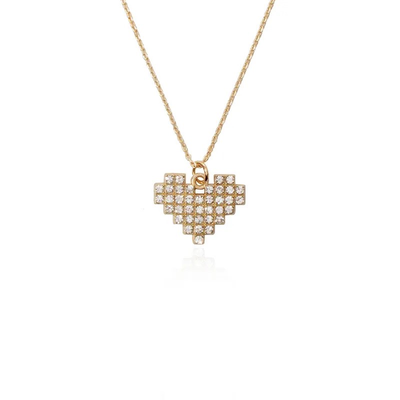 Elegant 18K Yellow Gold plated Heart & White CZ Necklace.