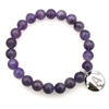 Natural Round Amethyst & Personalized Letter 'A'   with CZ Jewelry Bracelet