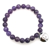 Natural Round Amethyst & Personalized Letter 'C'   with CZ Jewelry Bracelet