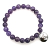 Natural Round Amethyst & Personalized Letter 'J'   with CZ Jewelry Bracelet